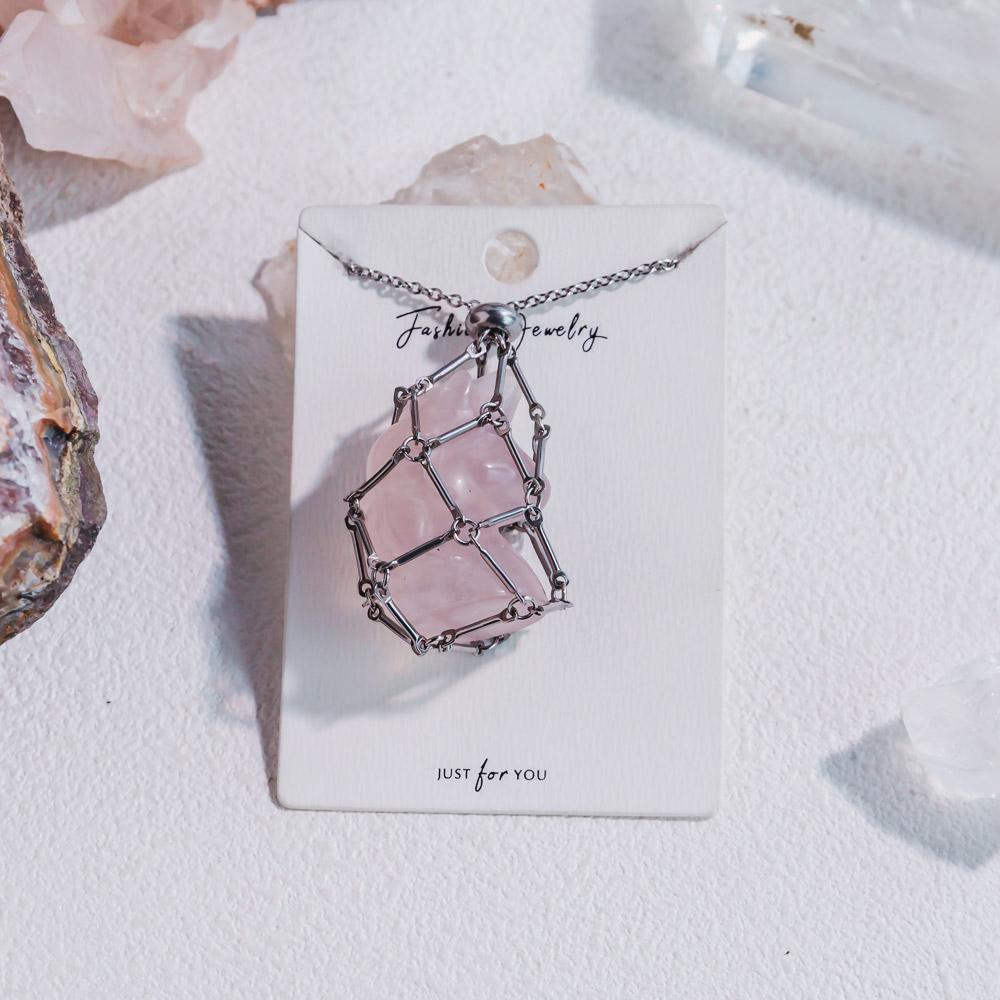 Natural Crystal Net Metal Bamboo Necklace【Carving】