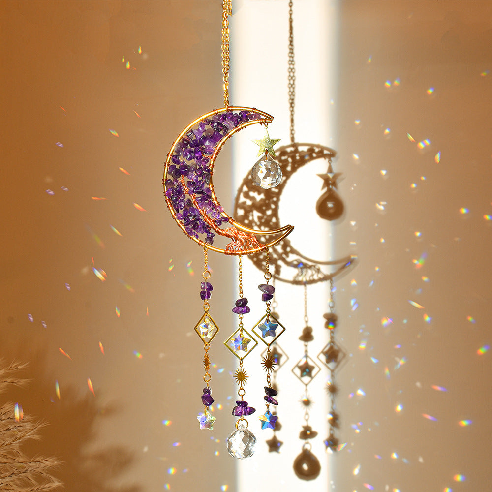 Moon Catcher Crystal Wind Chime Home Decor