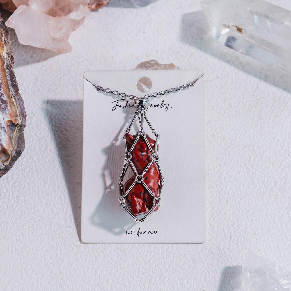 Natural Crystal Net Metal Bamboo Necklace【Carving】