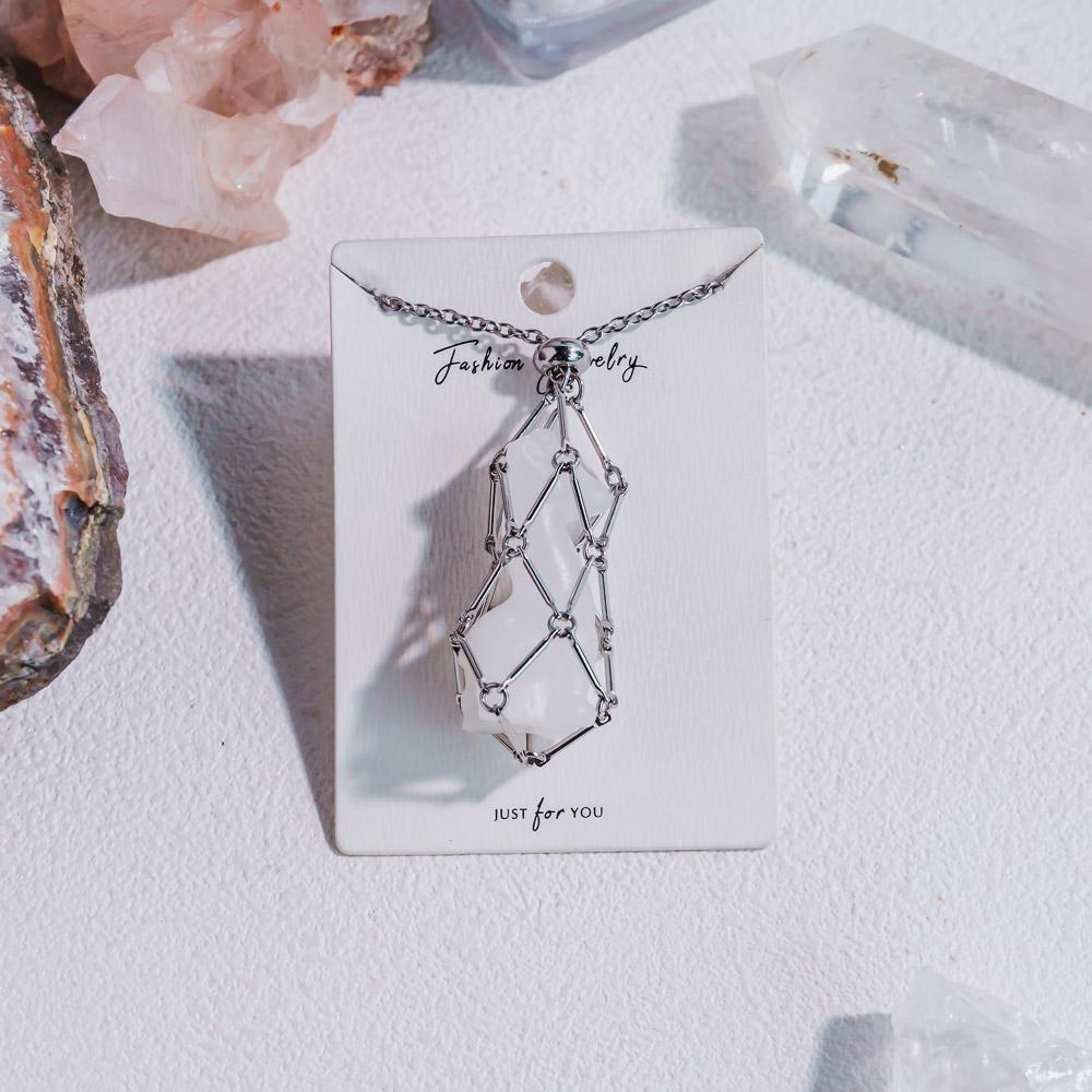 Natural Crystal Net Metal Bamboo Necklace【Carving】