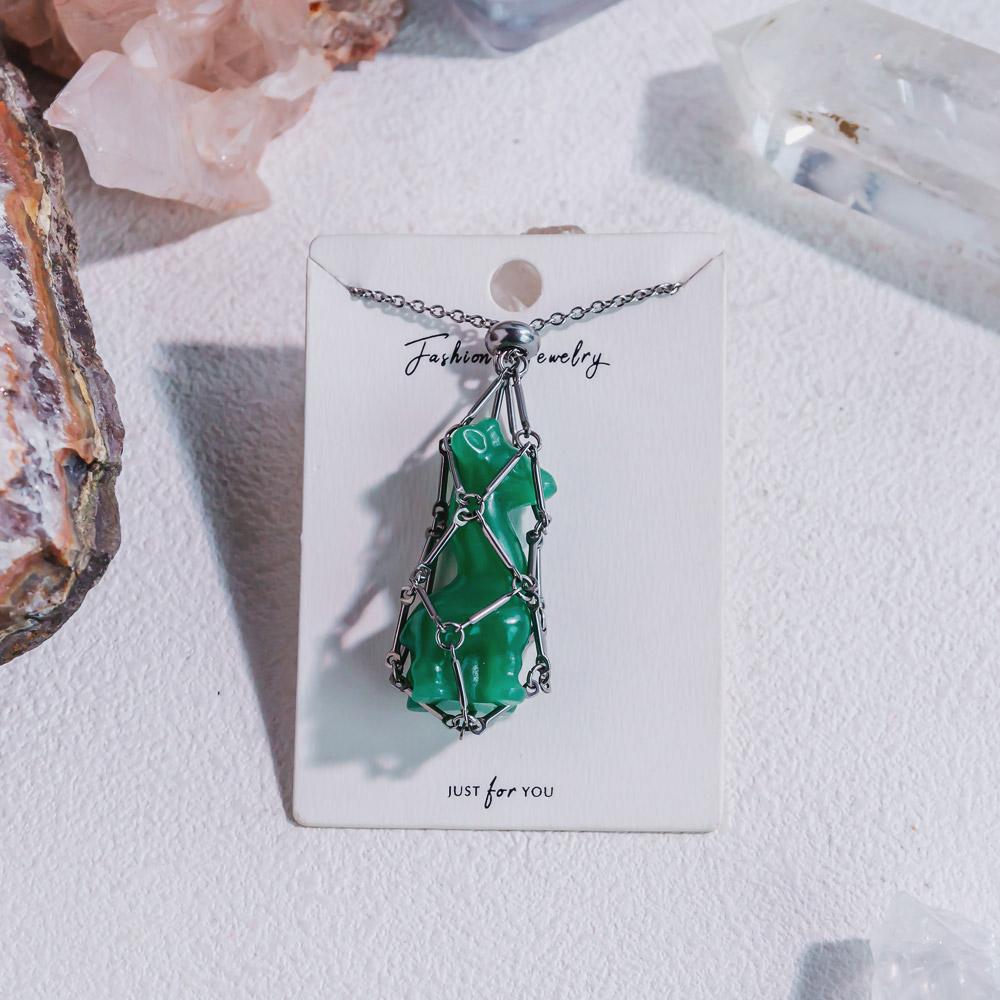 Natural Crystal Net Metal Bamboo Necklace【Carving】