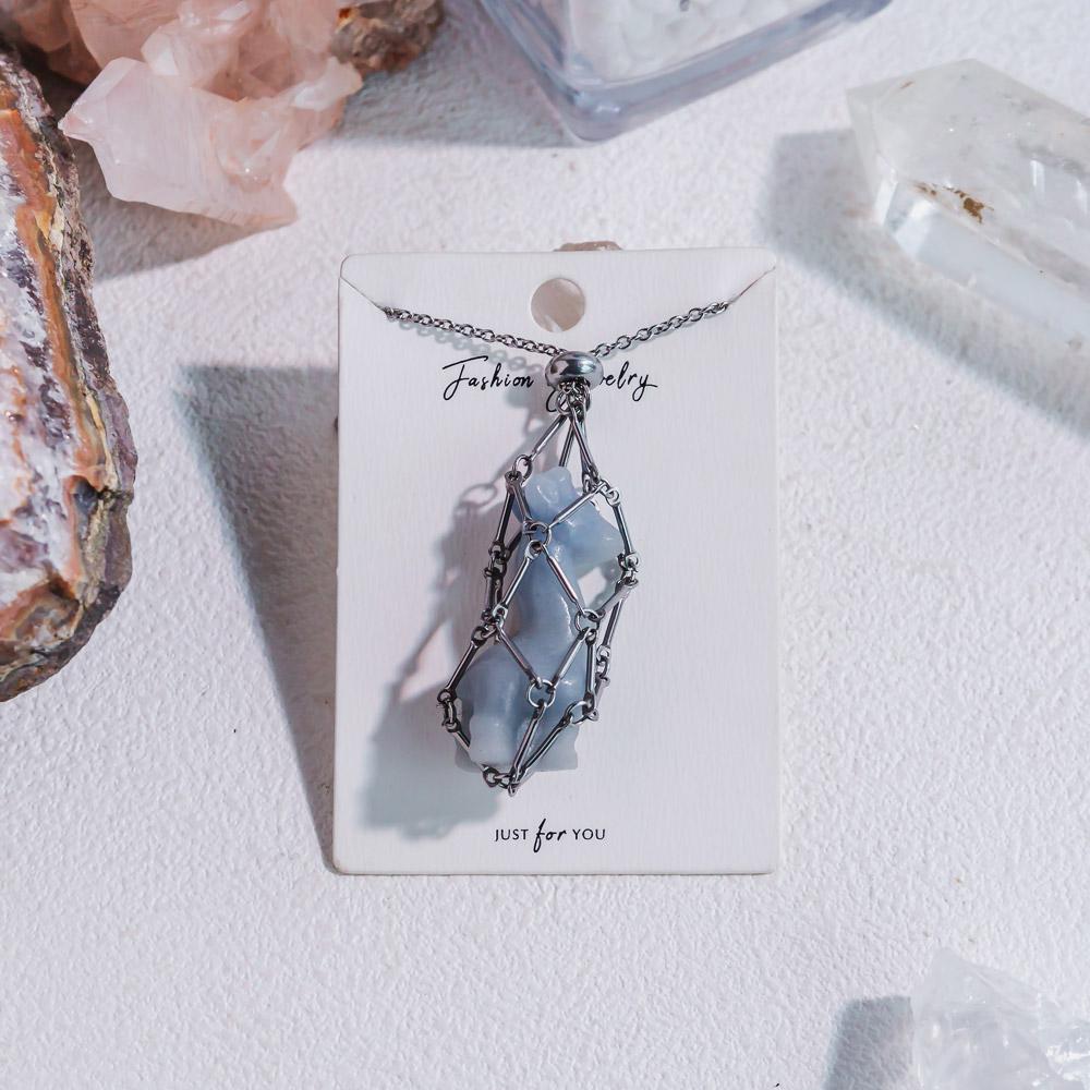 Natural Crystal Net Metal Bamboo Necklace【Carving】