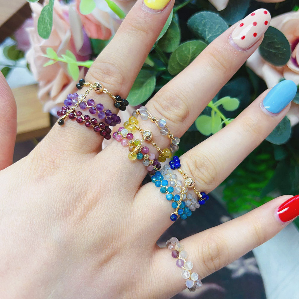 Adjustable Crystal Rings -  Handcrafted Bands