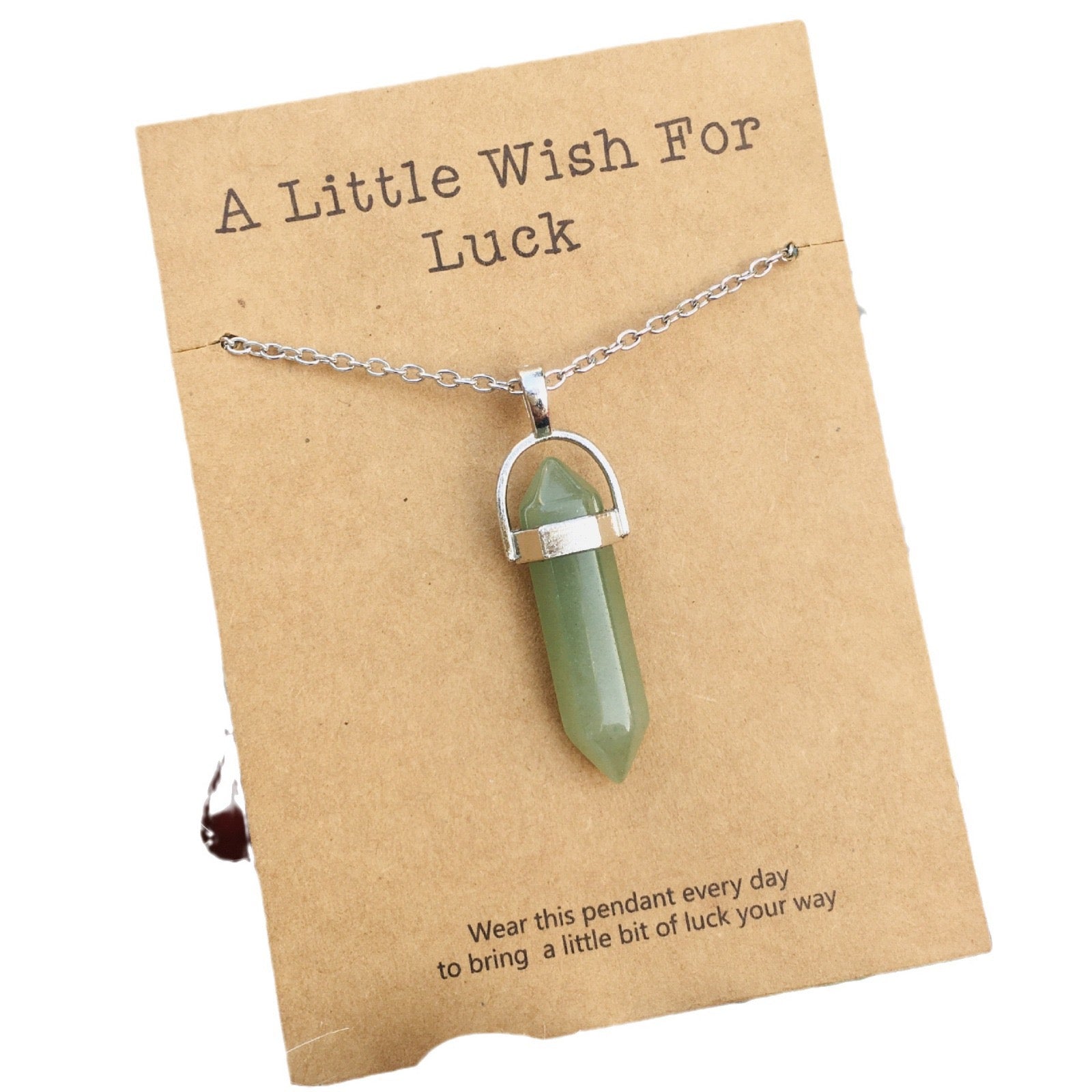 Wishing Natural Stone Hexagonal Pen Pendant Necklace