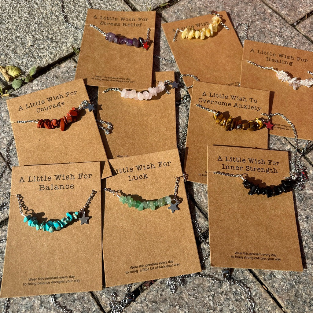 Natural crystal Chips With Bamboo Necklace