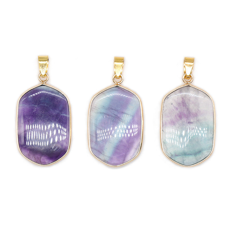 Multicolored Fluorite Wrapped Pendant