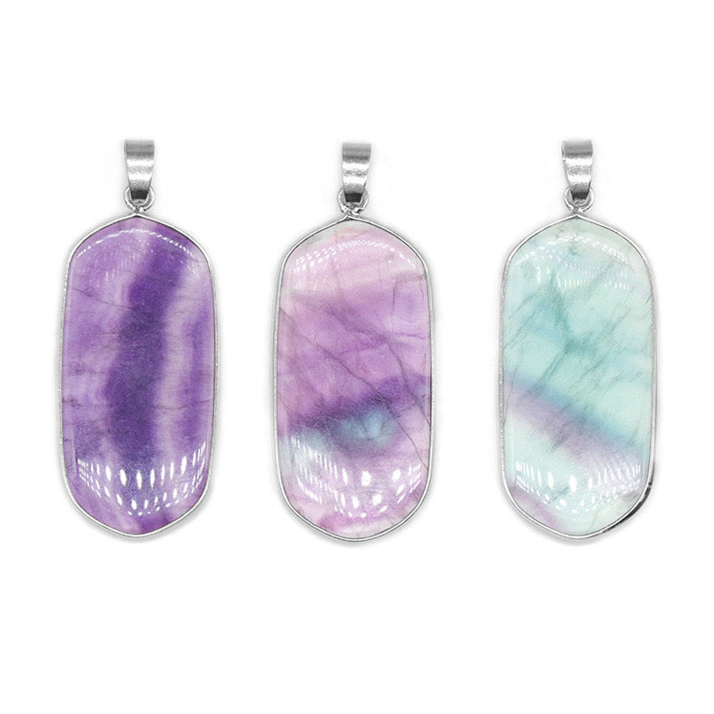 Multicolored Fluorite Wrapped Pendant
