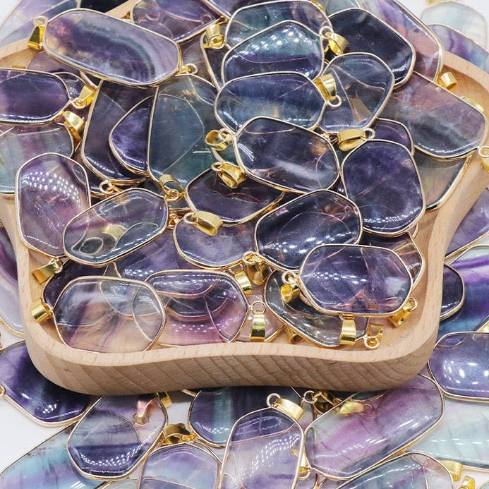 Multicolored Fluorite Wrapped Pendant