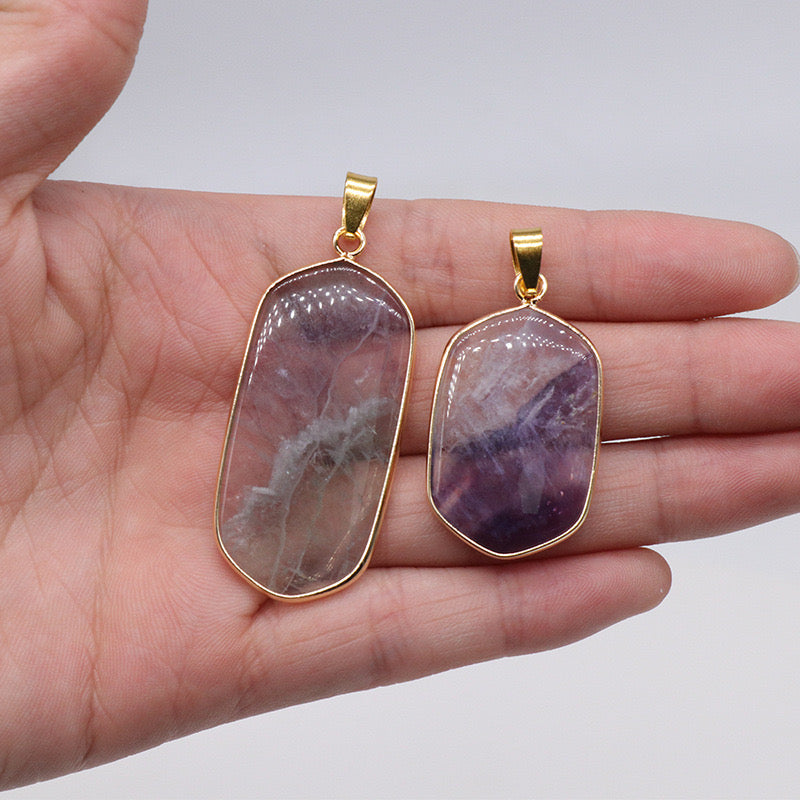 Multicolored Fluorite Wrapped Pendant