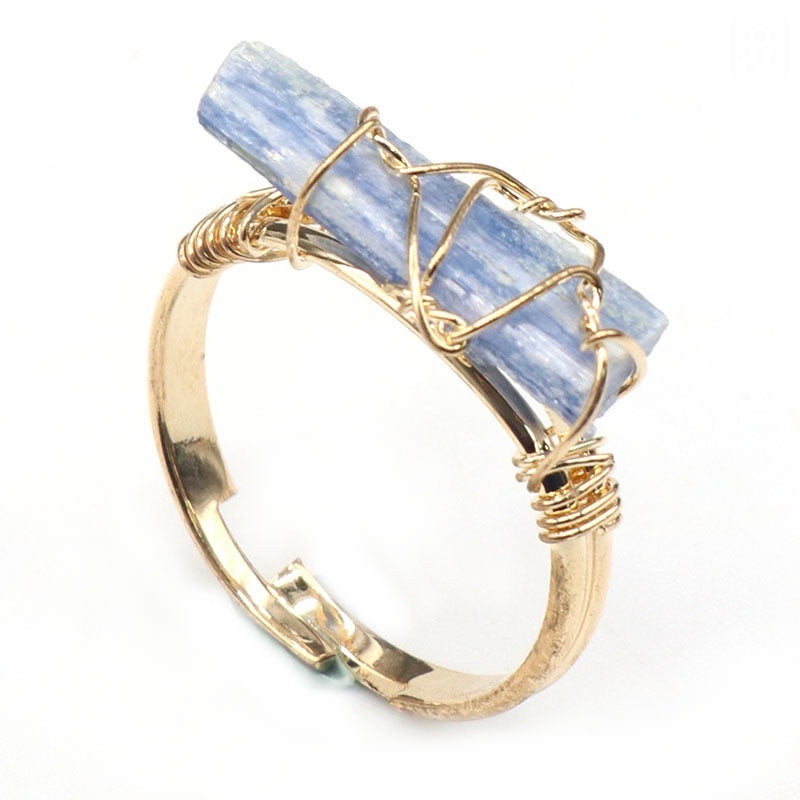 Raw Stone Wire-Wrapped Adjustable Ring