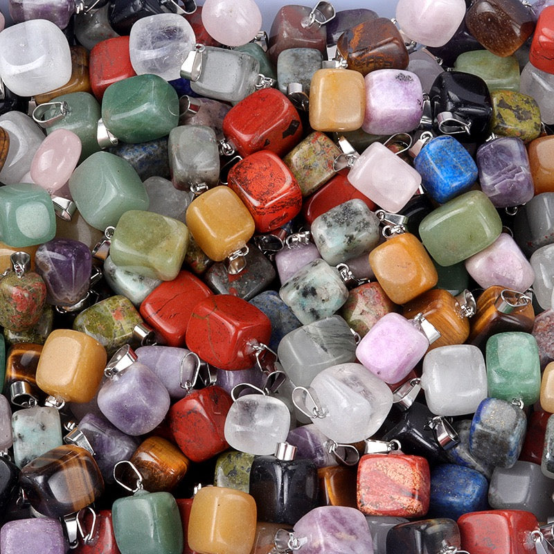 Natural Crystal Rough Polished Small Square Pendant