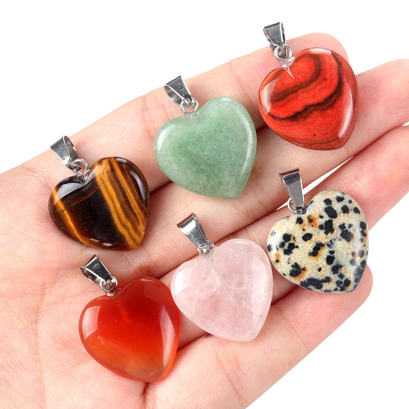 Natural Crystal 0.8" Heart Pendant Necklace