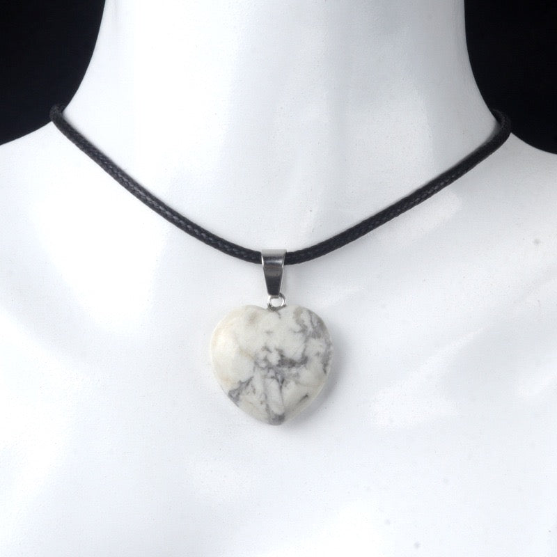 Natural Crystal 0.8" Heart Pendant Necklace