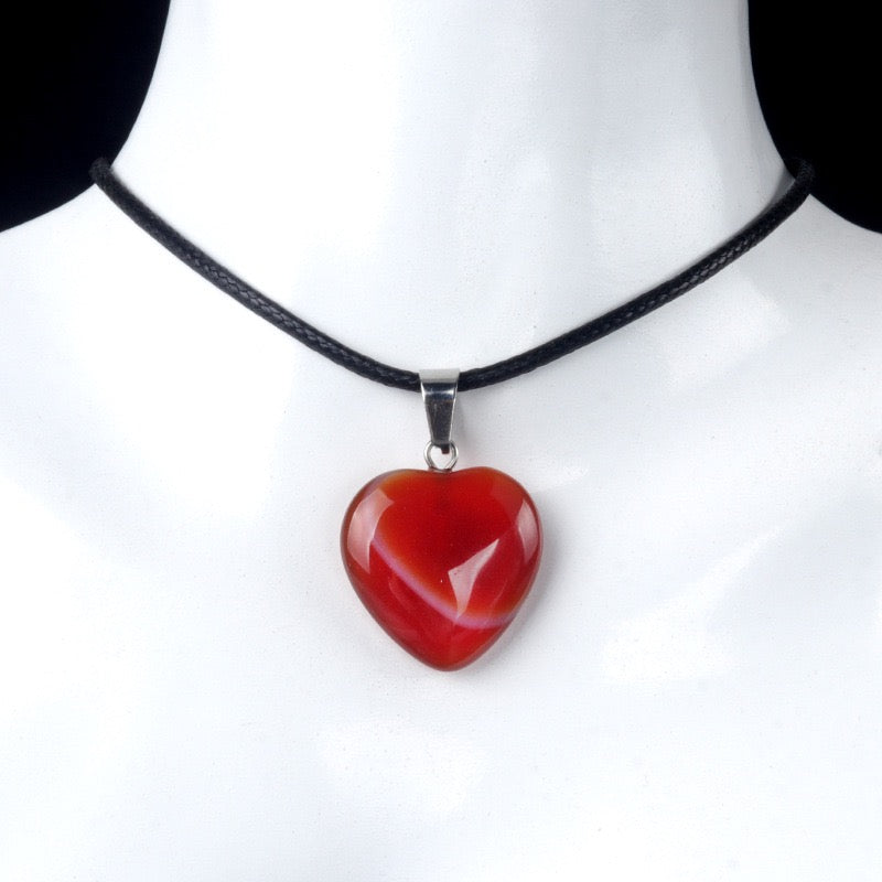 Natural Crystal 0.8" Heart Pendant Necklace