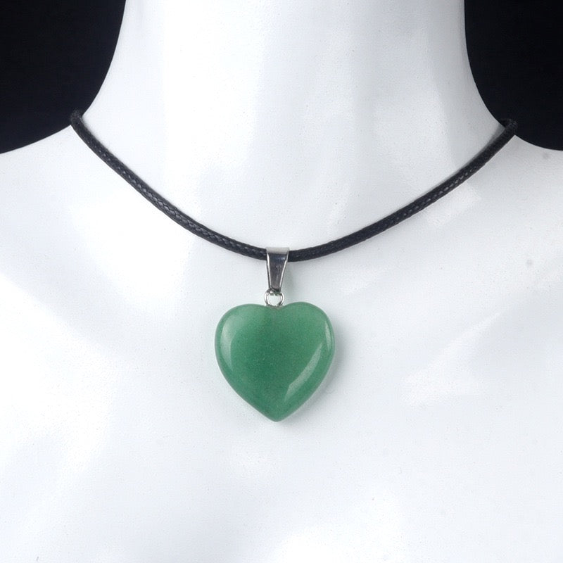 Natural Crystal 0.8" Heart Pendant Necklace