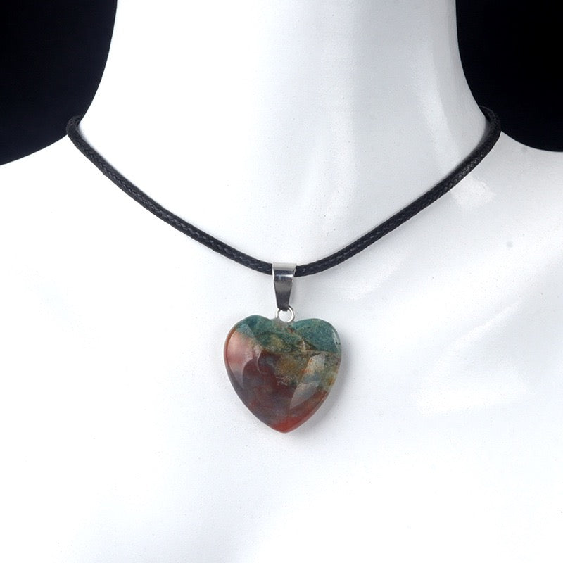 Natural Crystal 0.8" Heart Pendant Necklace