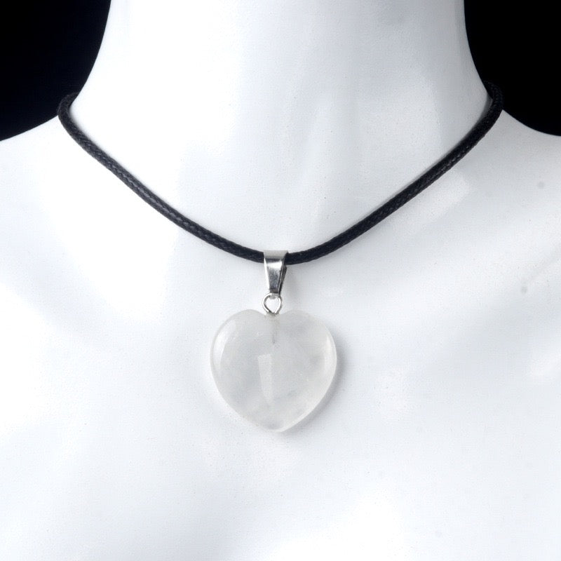 Natural Crystal 0.8" Heart Pendant Necklace