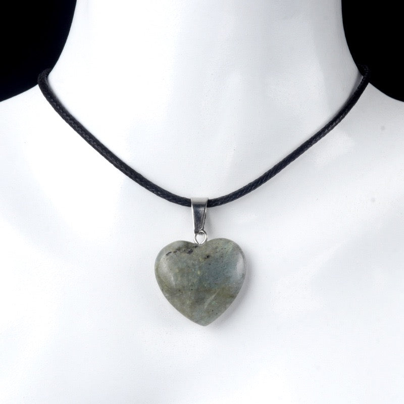 Natural Crystal 0.8" Heart Pendant Necklace
