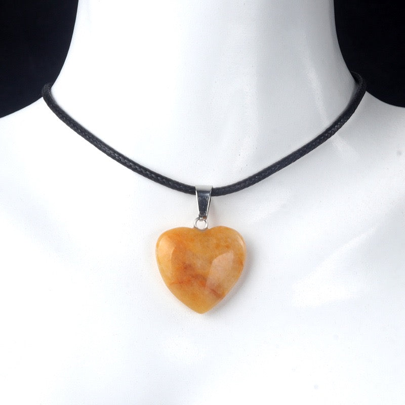 Natural Crystal 0.8" Heart Pendant Necklace