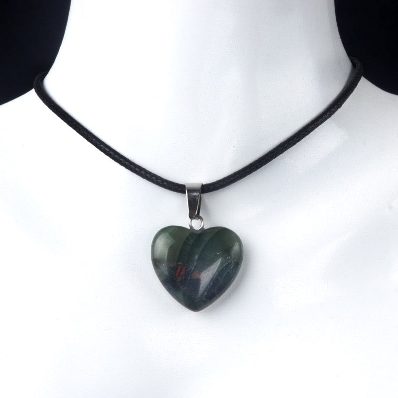 Natural Crystal 0.8" Heart Pendant Necklace