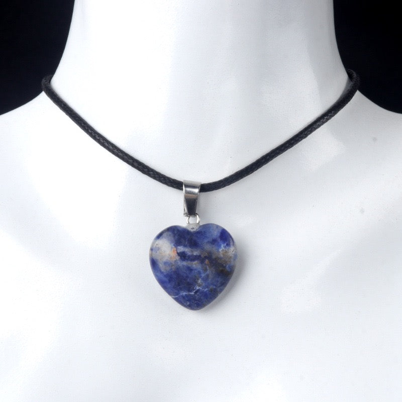 Natural Crystal 0.8" Heart Pendant Necklace