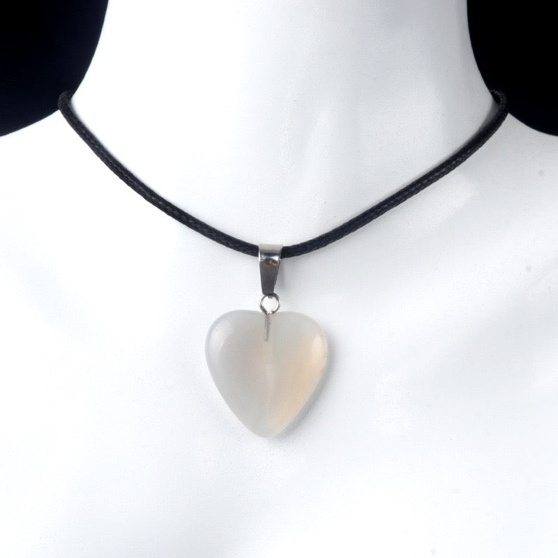 Natural Crystal 0.8" Heart Pendant Necklace