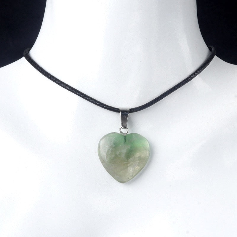 Natural Crystal 0.8" Heart Pendant Necklace