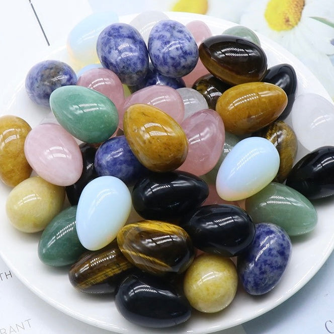 Natural Crystal Colorful Easter Egg Shaped Stone