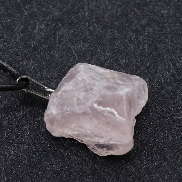 Natural Crystal Irregular Raw Stone Wire-Wrapped Pendant Necklace