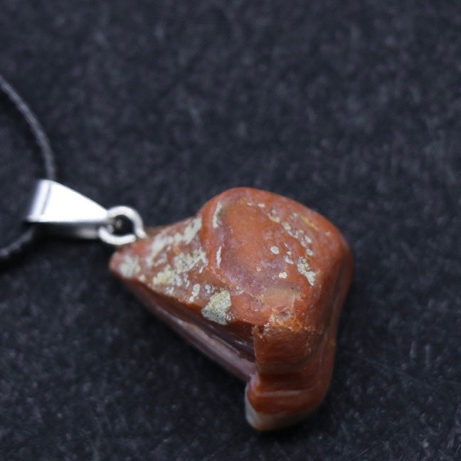 Natural Crystal Irregular Raw Stone Wire-Wrapped Pendant Necklace