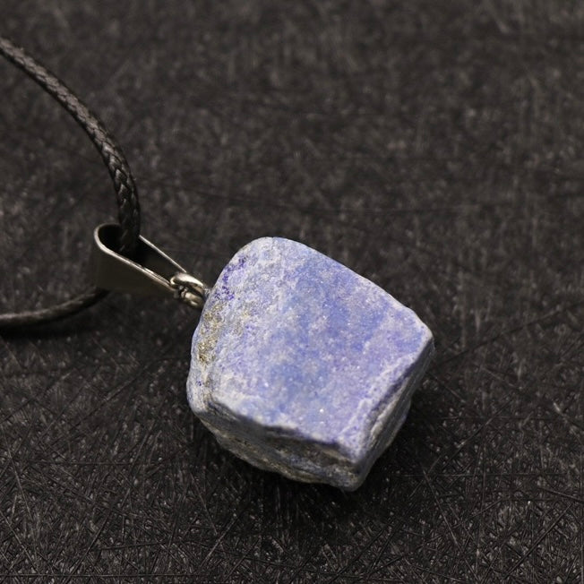 Natural Crystal Irregular Raw Stone Wire-Wrapped Pendant Necklace