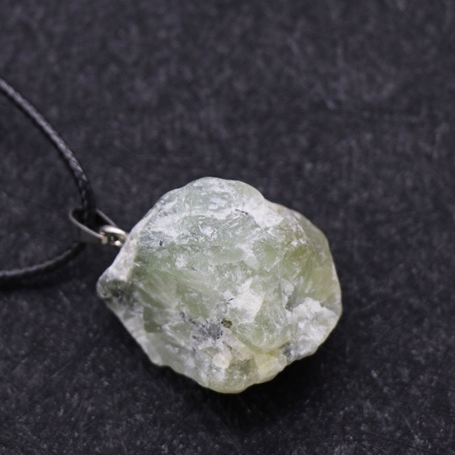 Natural Crystal Irregular Raw Stone Wire-Wrapped Pendant Necklace