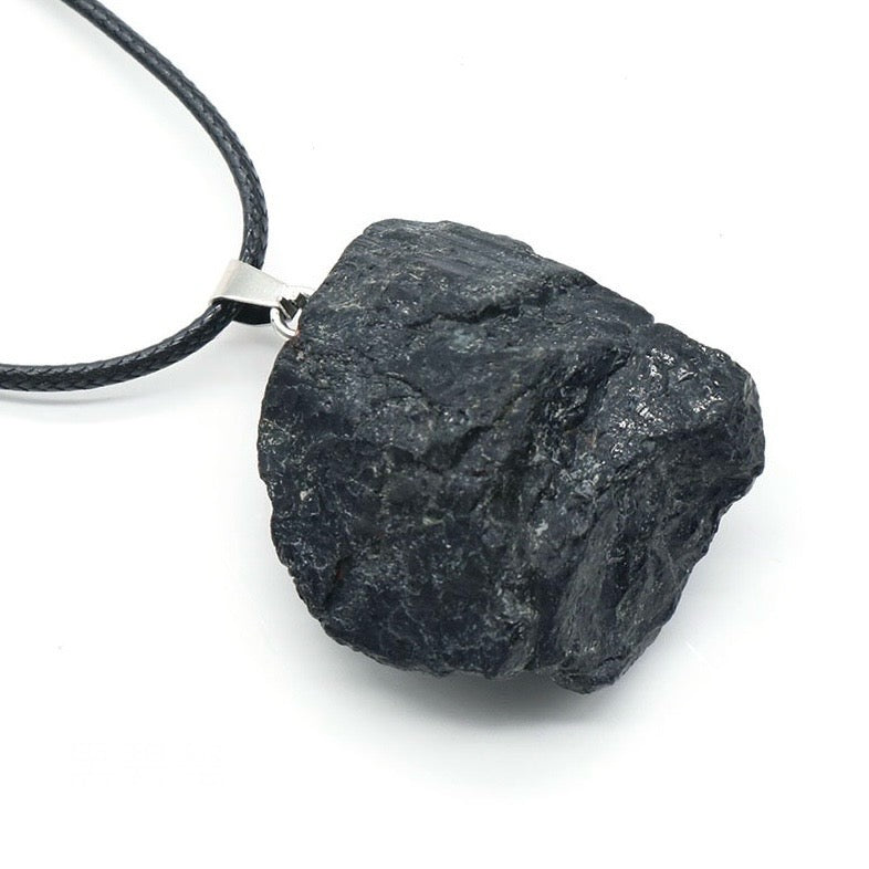 Natural Crystal Irregular Raw Stone Wire-Wrapped Pendant Necklace