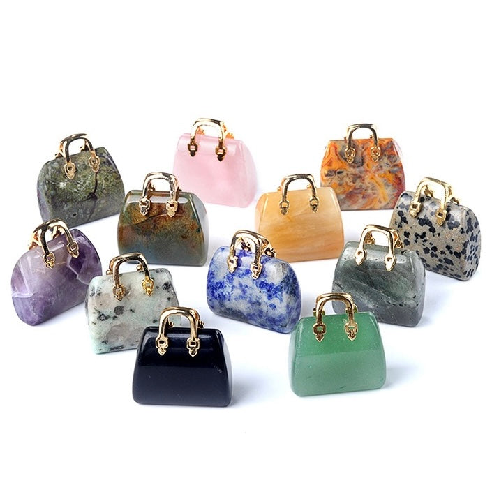 Natural Crystal Mini Handbag Pendant