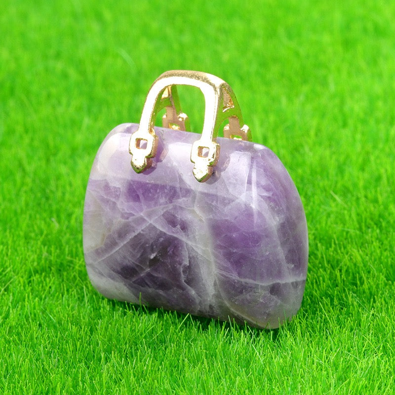Natural Crystal Mini Handbag Pendant