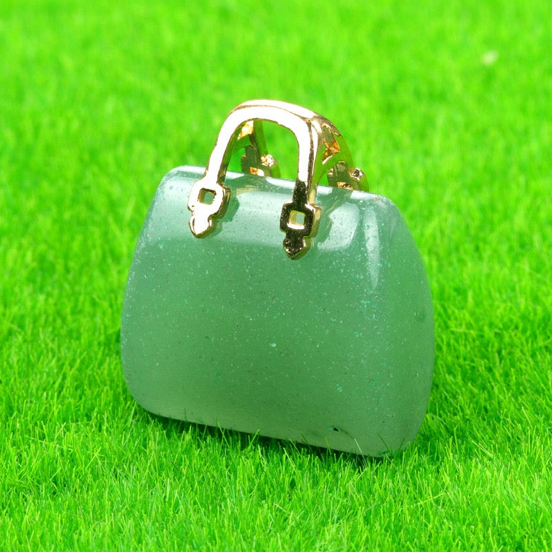Natural Crystal Mini Handbag Pendant