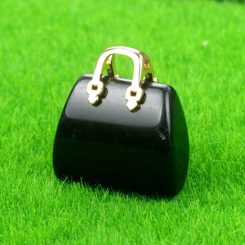 Natural Crystal Mini Handbag Pendant