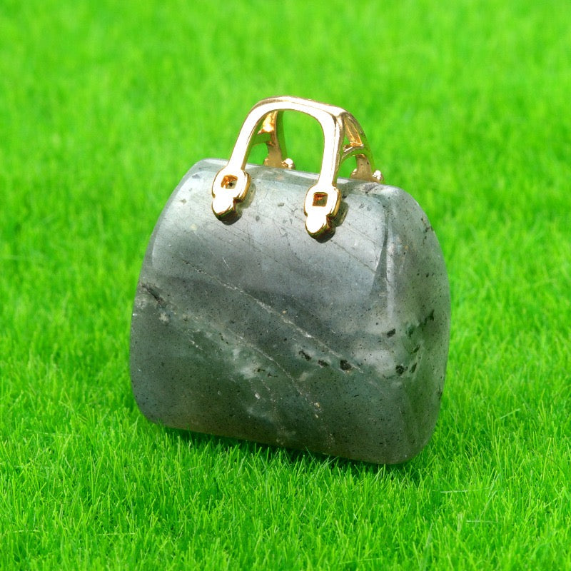Natural Crystal Mini Handbag Pendant