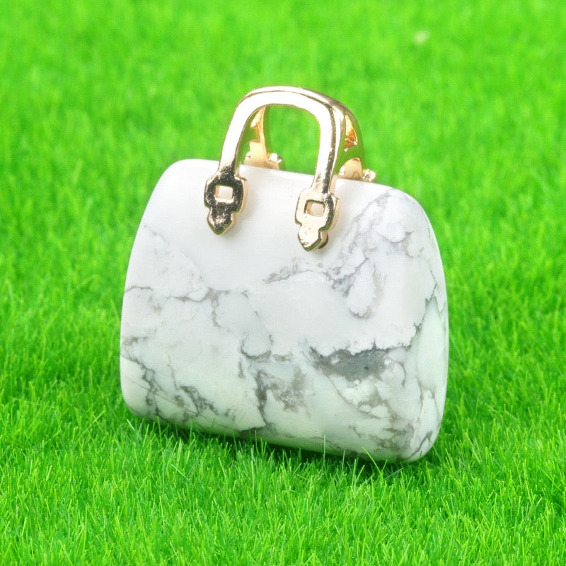 Natural Crystal Mini Handbag Pendant