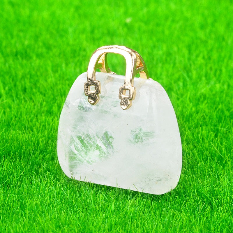 Natural Crystal Mini Handbag Pendant