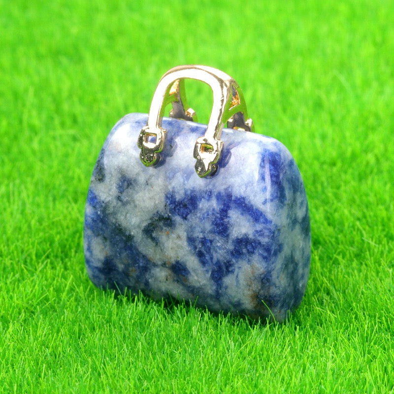 Natural Crystal Mini Handbag Pendant