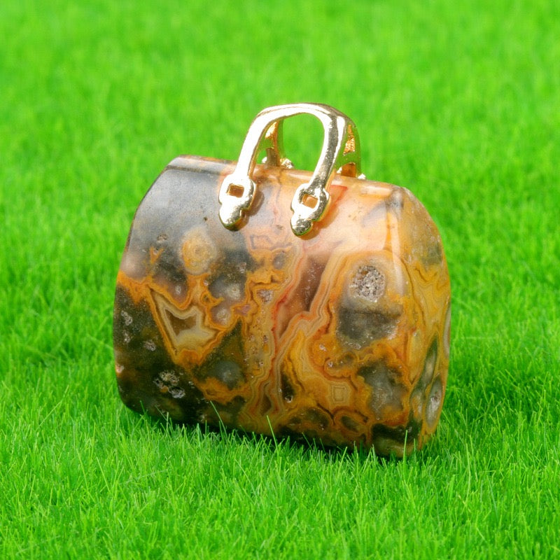 Natural Crystal Mini Handbag Pendant