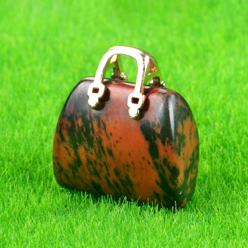 Natural Crystal Mini Handbag Pendant