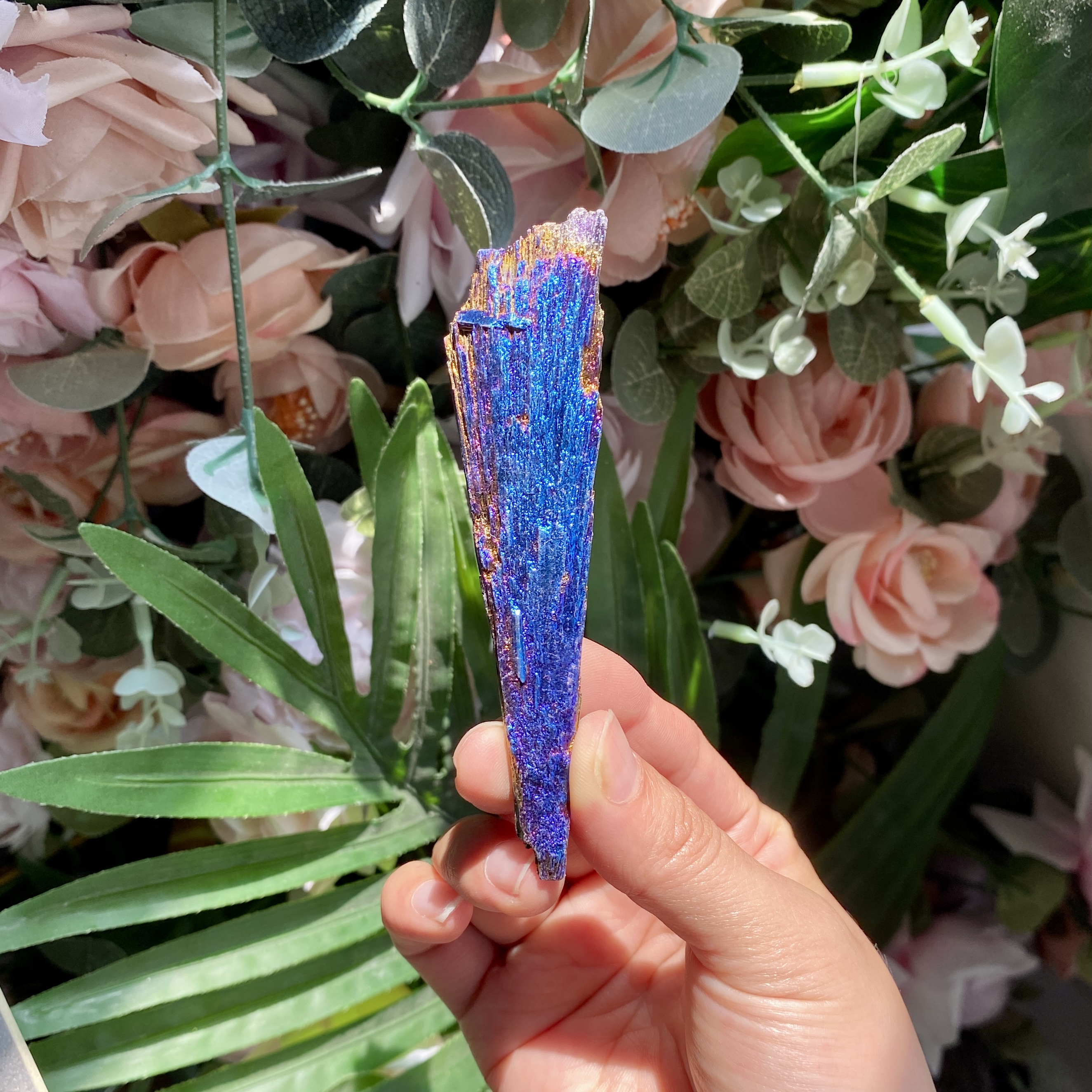 【Weekly Flash Deals】Aura Black Tourmaline Peacock Blue Feathers