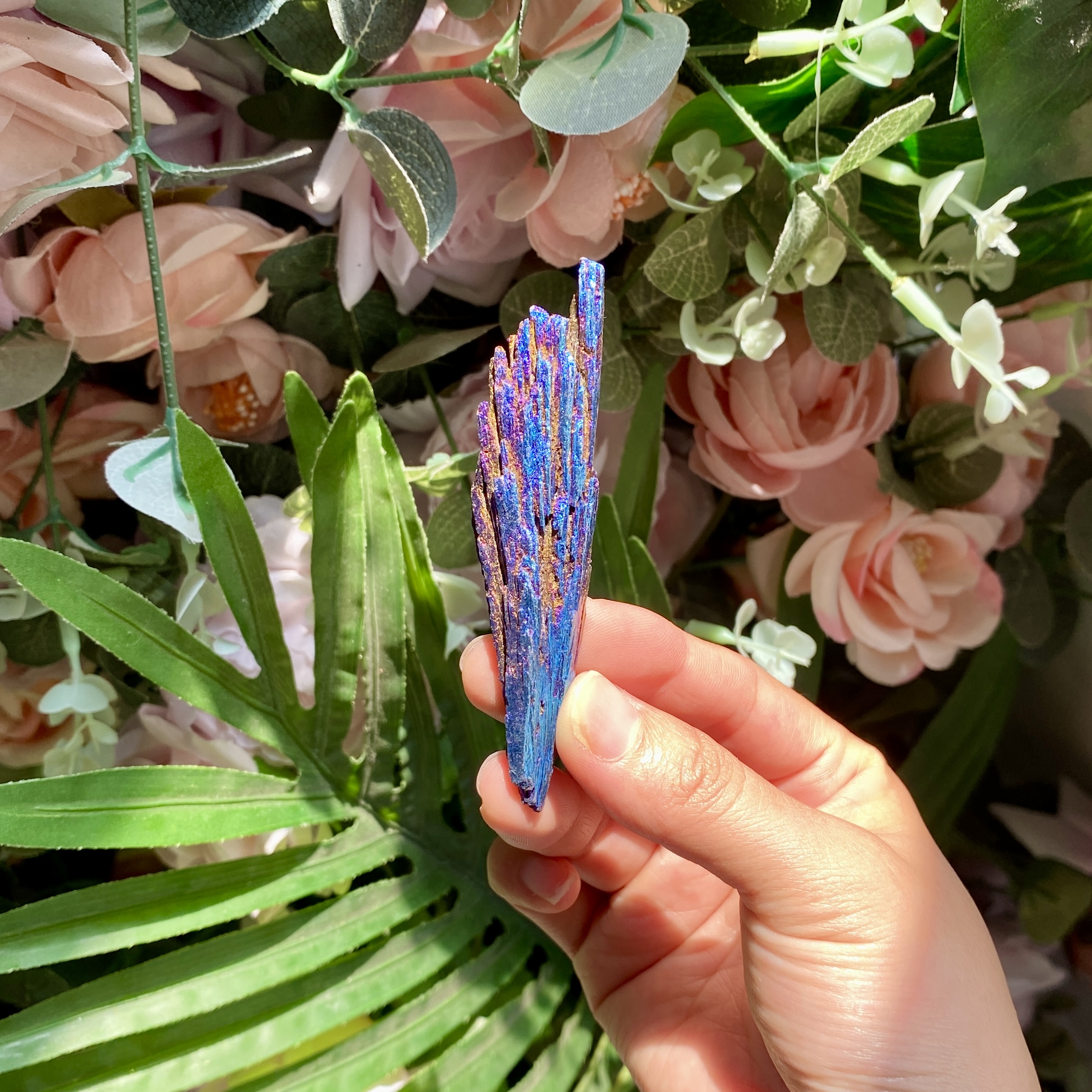 【Weekly Flash Deals】Aura Black Tourmaline Peacock Blue Feathers