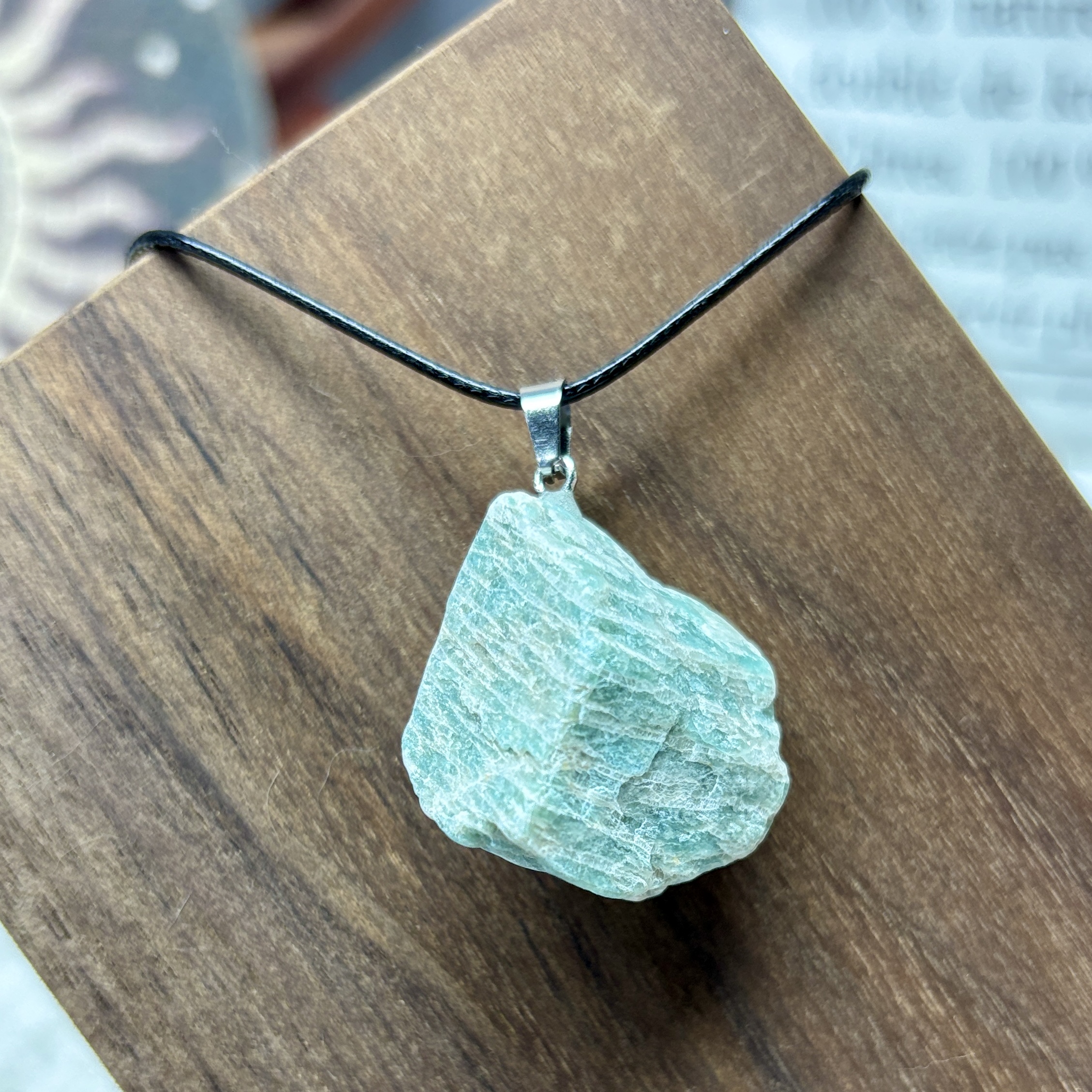 Natural Crystal Irregular Raw Stone Wire-Wrapped Pendant Necklace