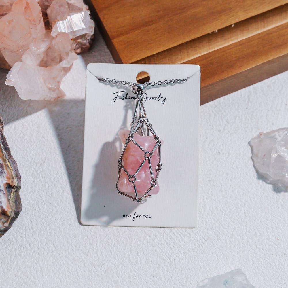 Natural Crystal Net Metal Bamboo Necklace【Carving】