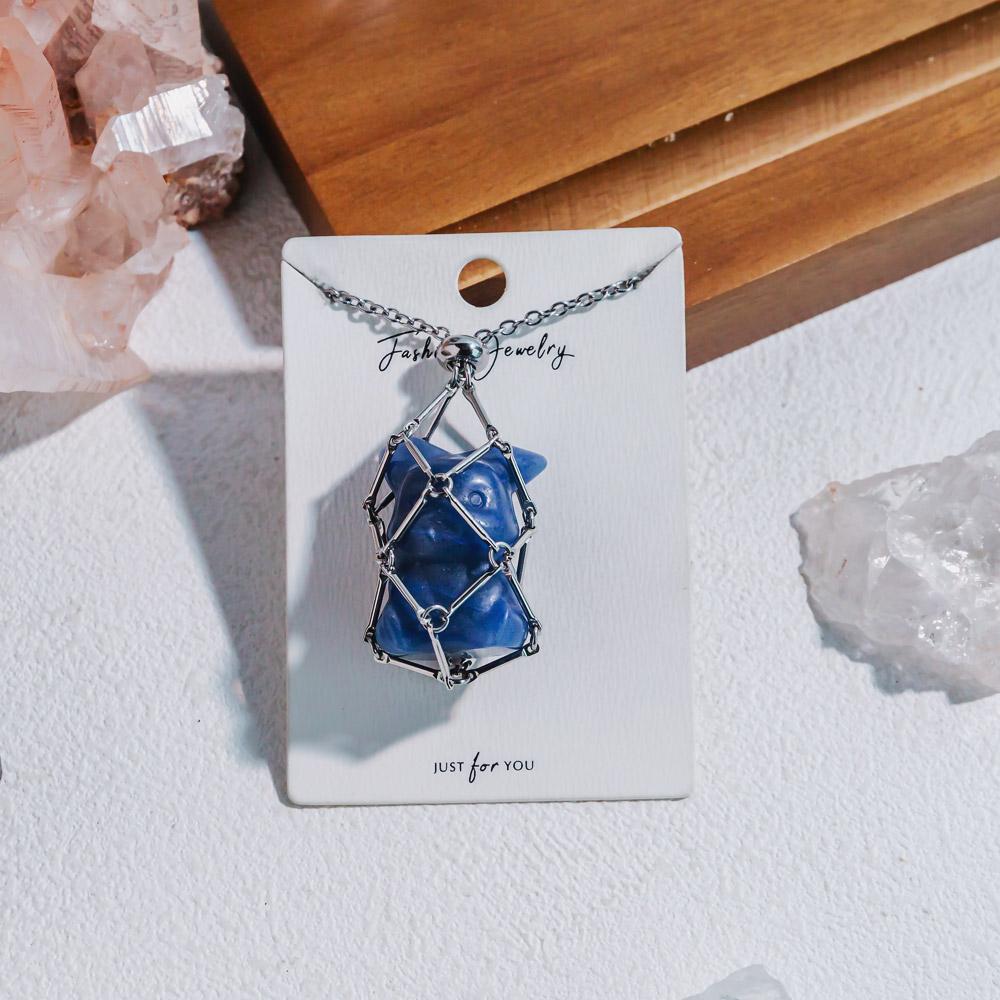 Natural Crystal Net Metal Bamboo Necklace【Carving】