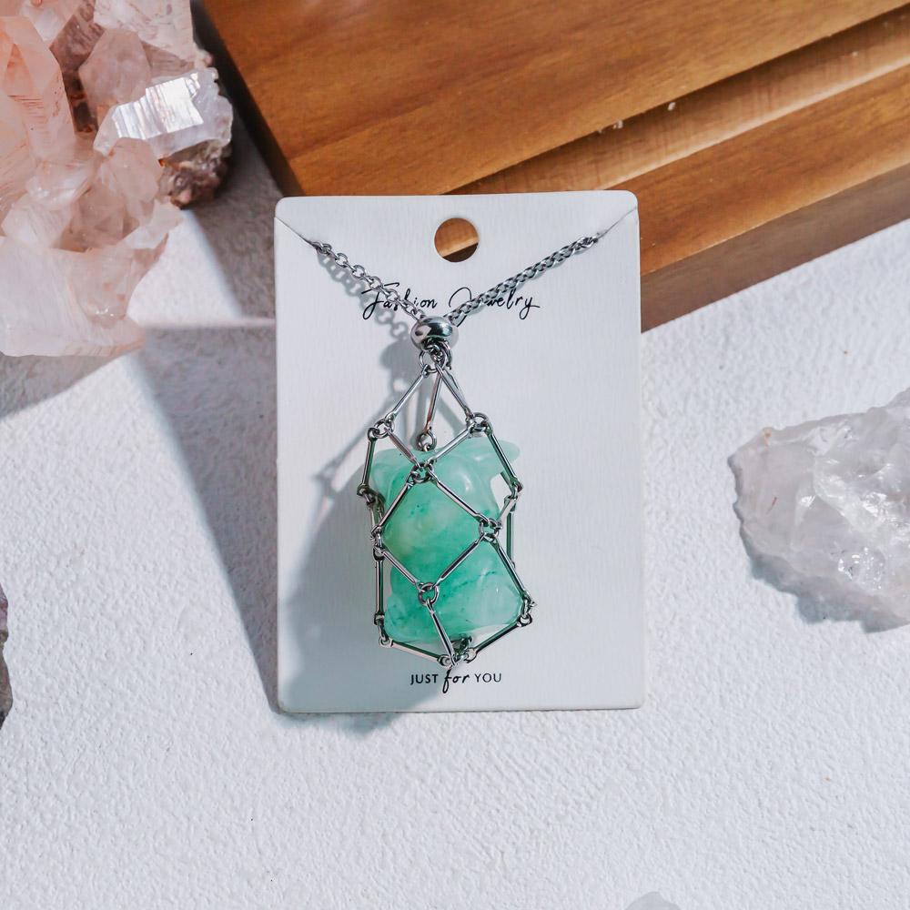 Natural Crystal Net Metal Bamboo Necklace【Carving】