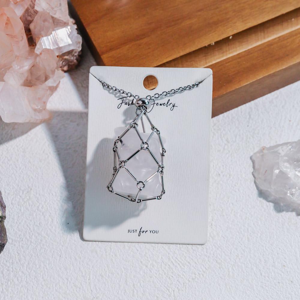 Natural Crystal Net Metal Bamboo Necklace【Carving】